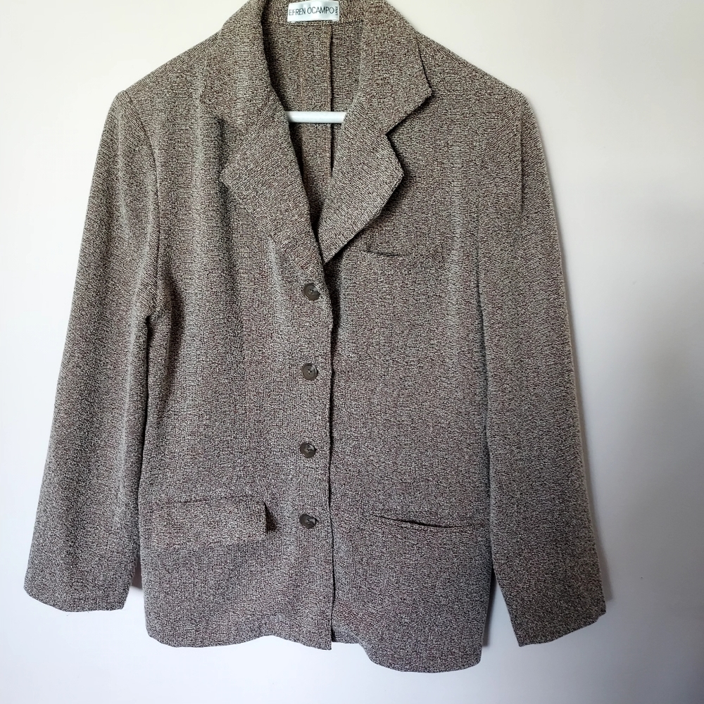 Vintage Y2K Efren OCampo Lightweight Textured Brown Blazer Jacket Church Career